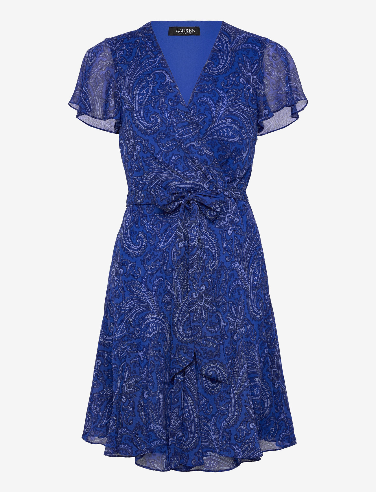 Lauren Ralph Lauren - Paisley Crinkle Georgette Surplice Dress - wrap dresses - blue multi - 0