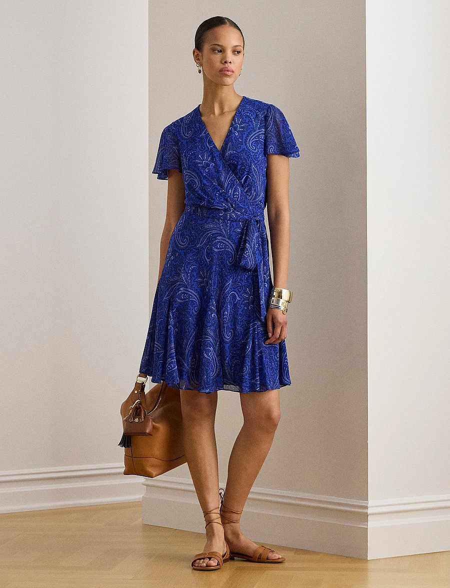 Lauren Ralph Lauren - POLY CRINKLE GGT 58-DRESS - wickelkleider - blue multi - 3