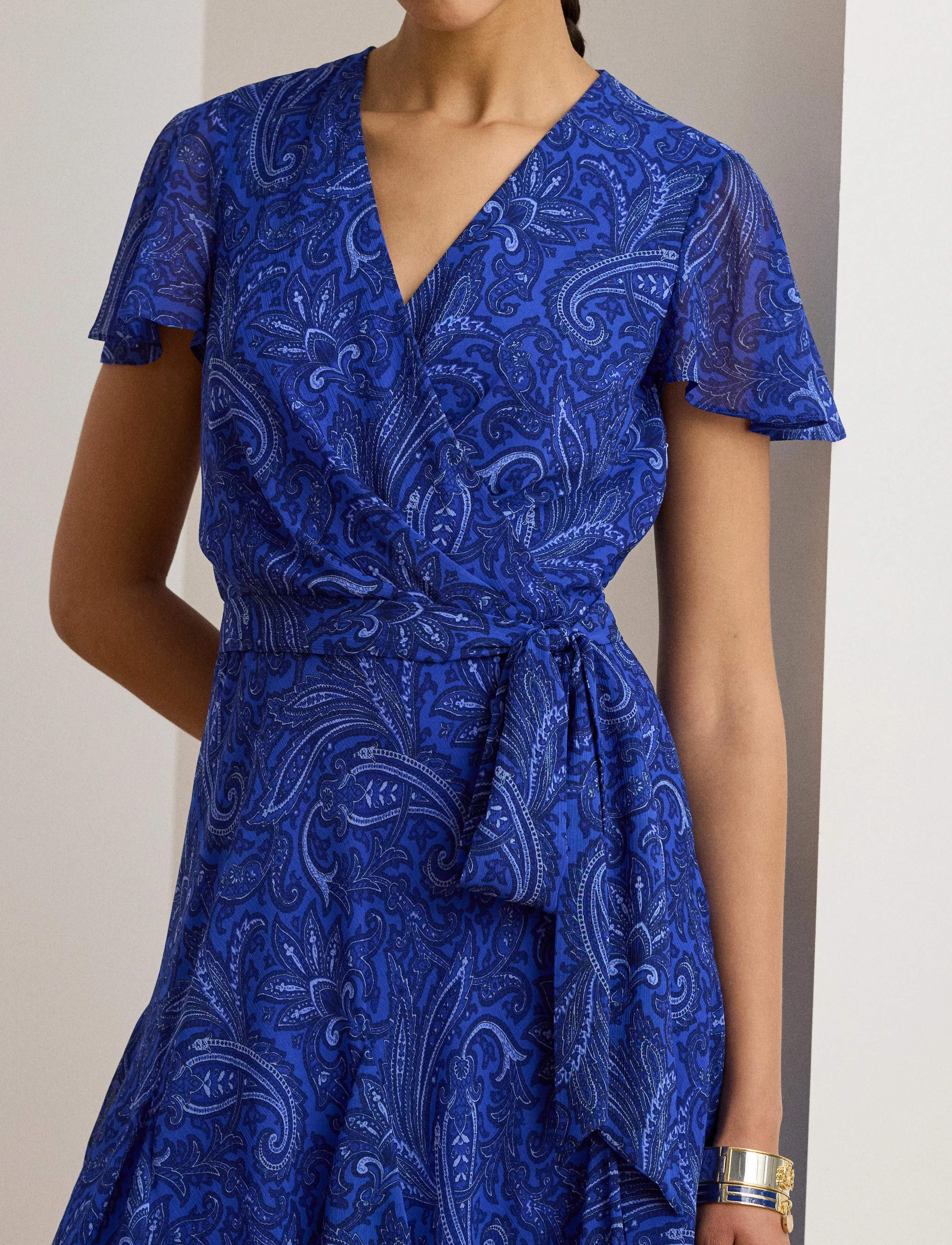 Lauren Ralph Lauren - POLY CRINKLE GGT 58-DRESS - susiaučiamos suknelės - blue multi - 4