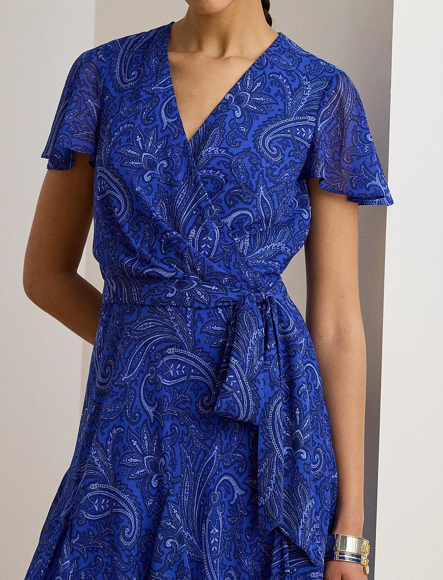 Lauren Ralph Lauren - POLY CRINKLE GGT 58-DRESS - wickelkleider - blue multi - 4