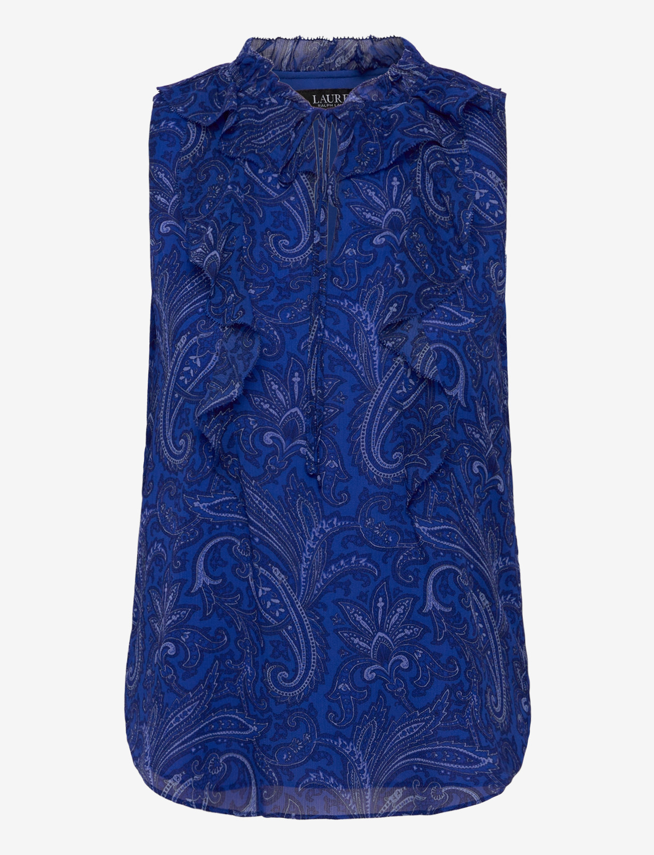 Lauren Ralph Lauren - Paisley Ruffle-Trim Georgette Blouse - sleeveless blouses - blue multi - 1