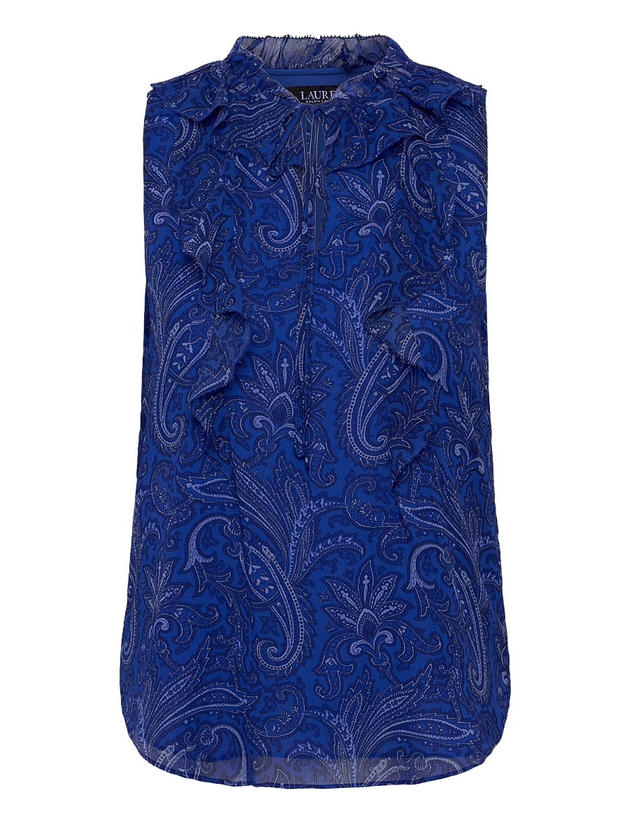 Lauren Ralph Lauren - Paisley Ruffle-Trim Georgette Blouse - Ærmeløse bluser - blue multi - 1