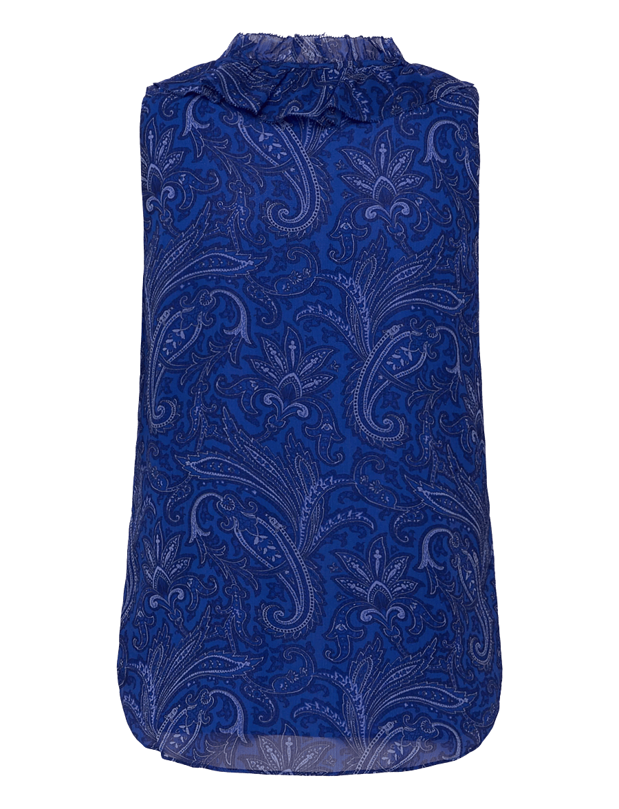 Lauren Ralph Lauren - Paisley Ruffle-Trim Georgette Blouse - Ærmeløse bluser - blue multi - 2