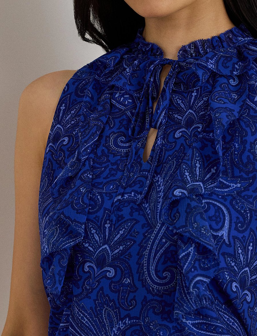 Lauren Ralph Lauren - Paisley Ruffle-Trim Georgette Blouse - Ærmeløse bluser - blue multi - 4