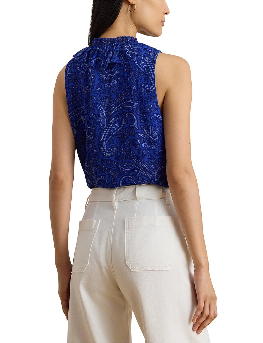 Lauren Ralph Lauren - Paisley Ruffle-Trim Georgette Blouse - Ærmeløse bluser - blue multi - 5