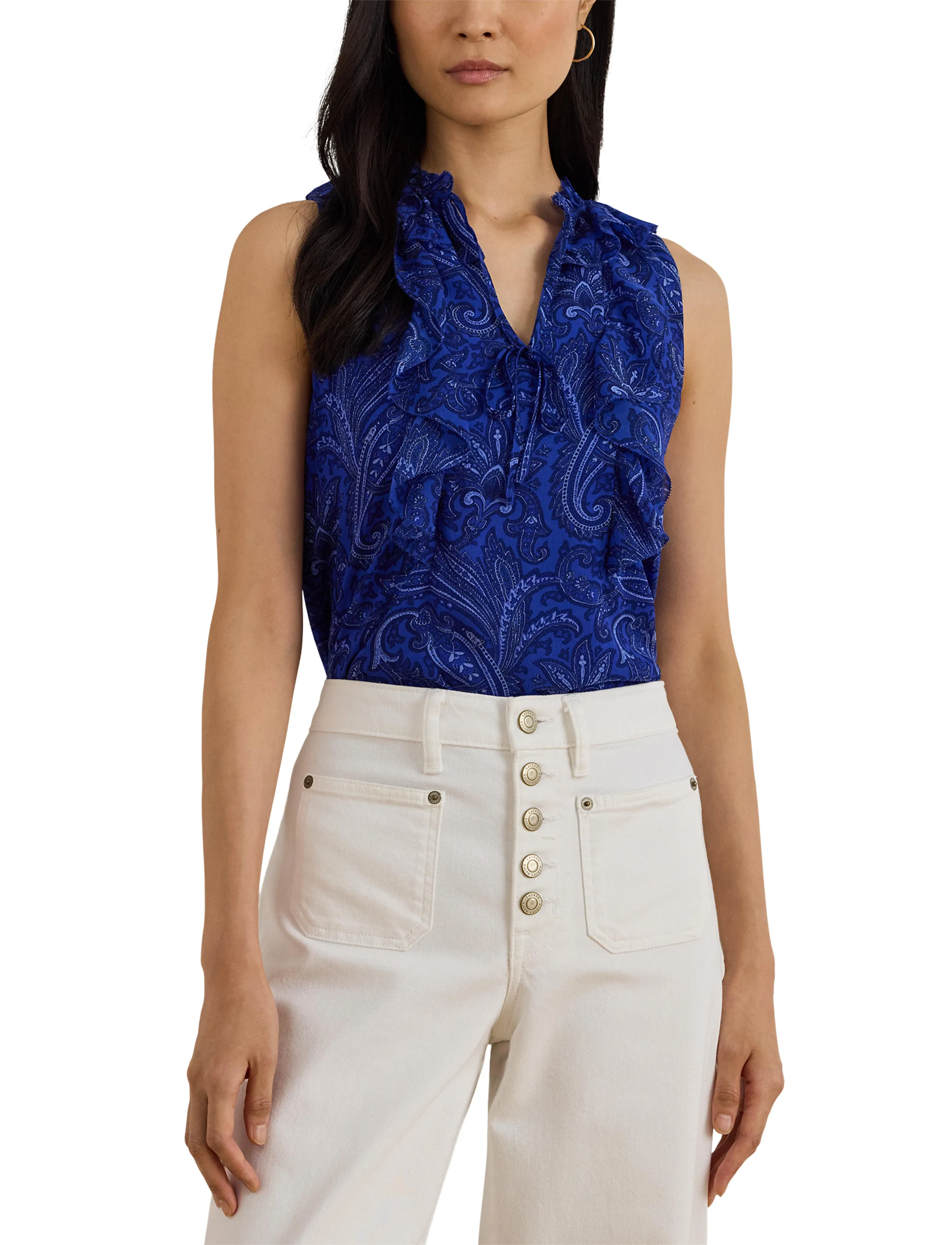Lauren Ralph Lauren Paisley Ruffle-Trim Georgette Blouse blusar dam – bild 5