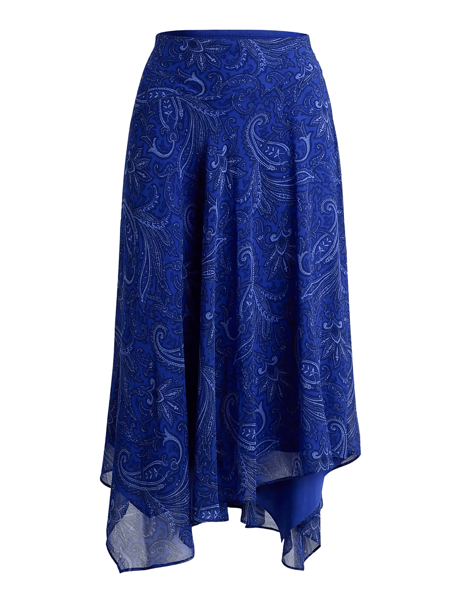 Lauren Ralph Lauren - Paisley Georgette Handkerchief Skirt - midi skirts - blue multi - 1