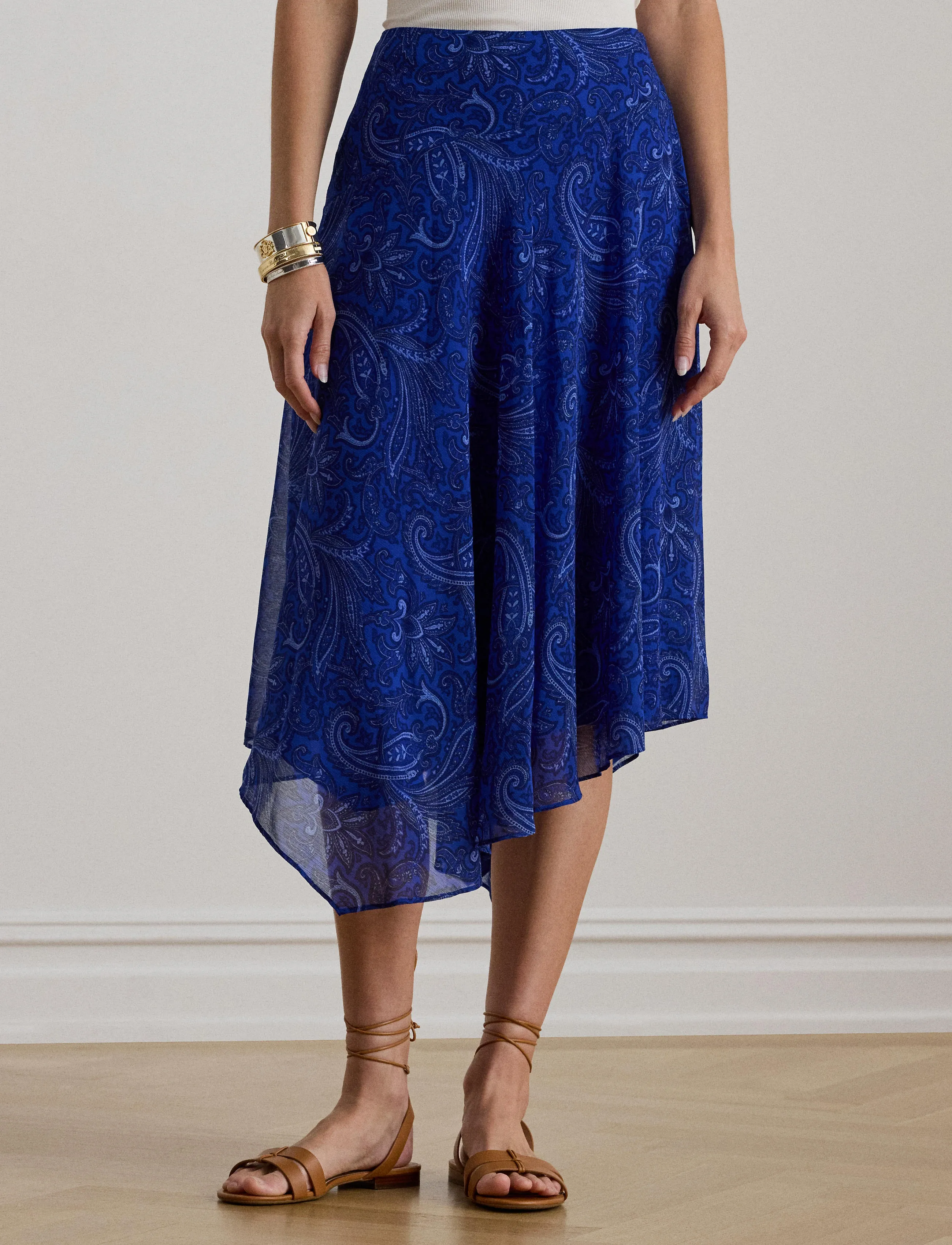 Lauren Ralph Lauren Paisley Georgette Handkerchief Skirt - Ralph Lauren - BLUE MULTI / blue