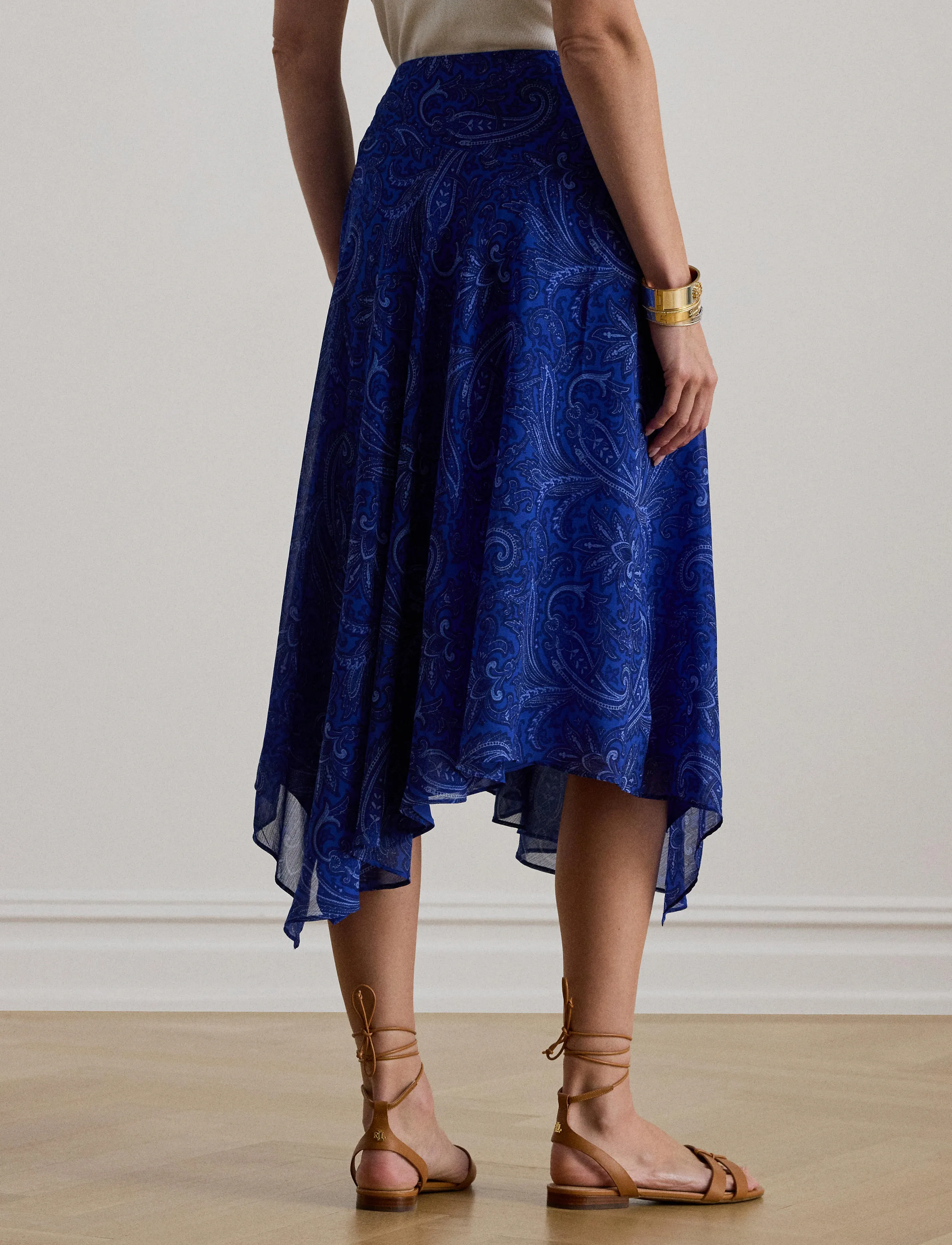 Lauren Ralph Lauren - Paisley Georgette Handkerchief Skirt - midi skirts - blue multi - 3