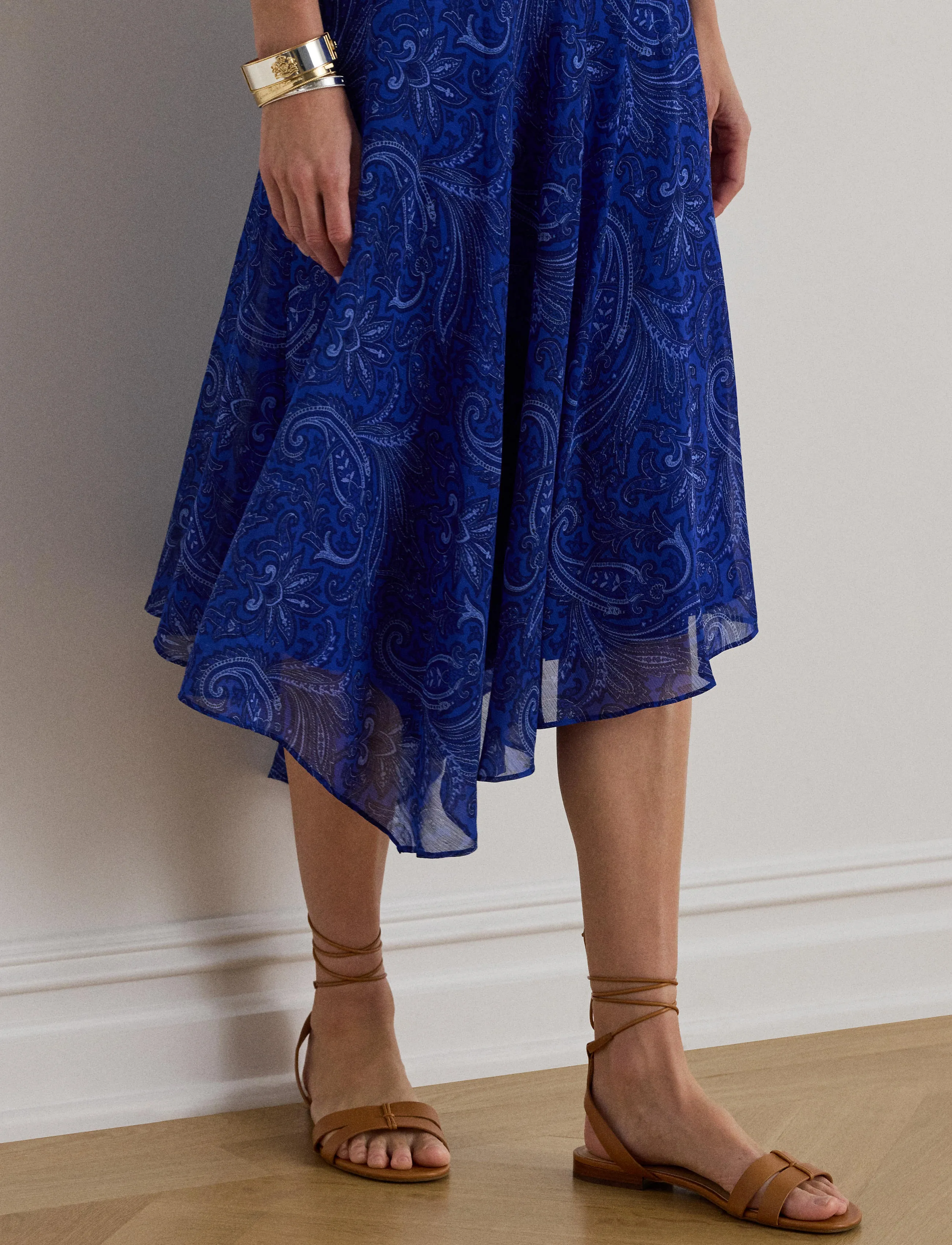 Lauren Ralph Lauren - Paisley Georgette Handkerchief Skirt - midi skirts - blue multi - 4