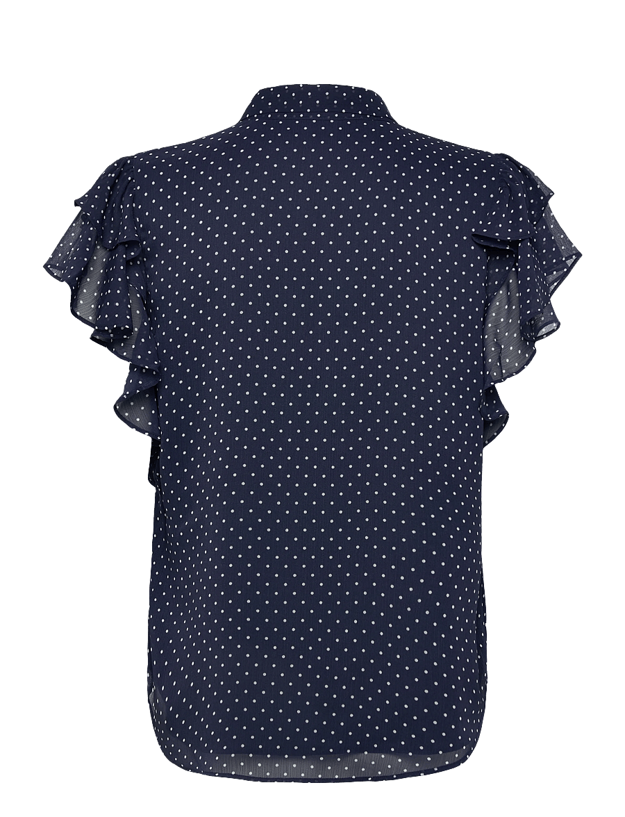 Lauren Ralph Lauren - Polka-Dot Georgette Tie-Neck Blouse - Ärmellose blusen - navy/white - 2