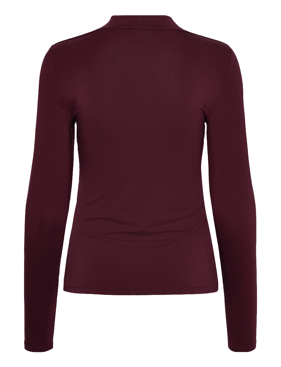 Lauren Ralph Lauren - Stretch Jersey Square-Neck Top - langärmlige tops - dark garnet - 2