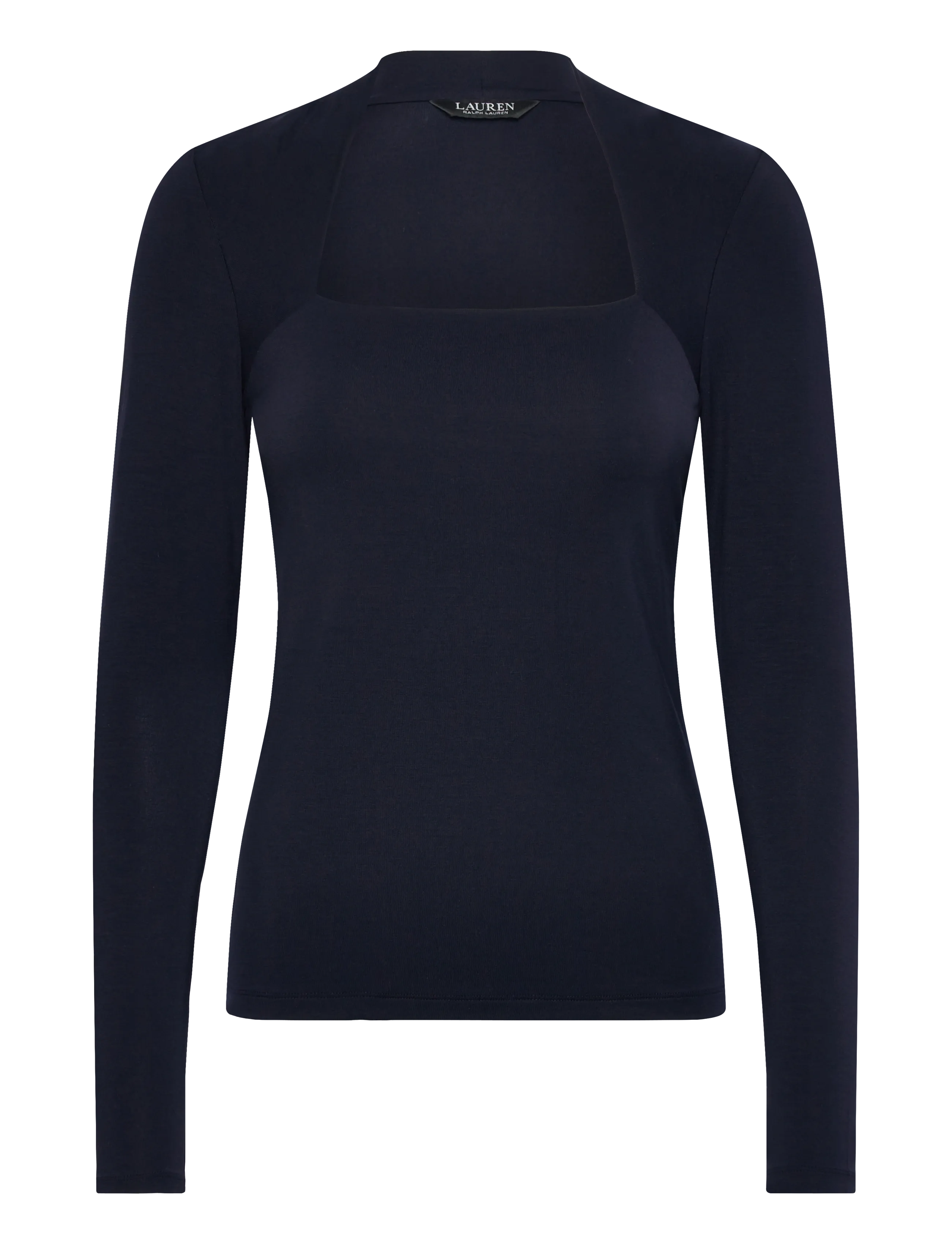 Lauren Ralph Lauren Stretch Jersey Square-Neck Top - Tøj - LAUREN NAVY / navy