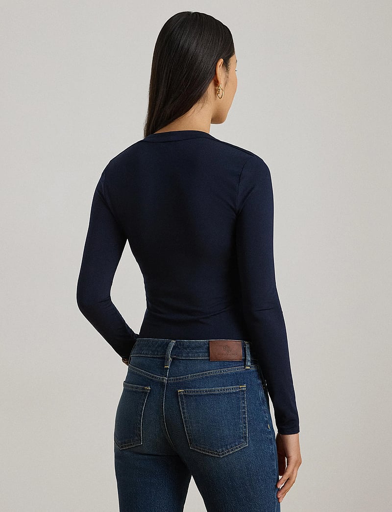 Lauren Ralph Lauren - Stretch Jersey Square-Neck Top - langærmede toppe - lauren navy - 0