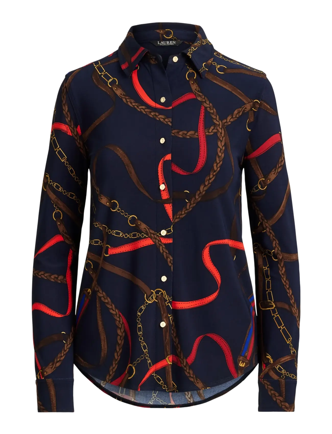 Lauren Ralph Lauren Slim Fit Belting-Print Jersey Shirt - Transitional Layering - NAVY MULTI / navy