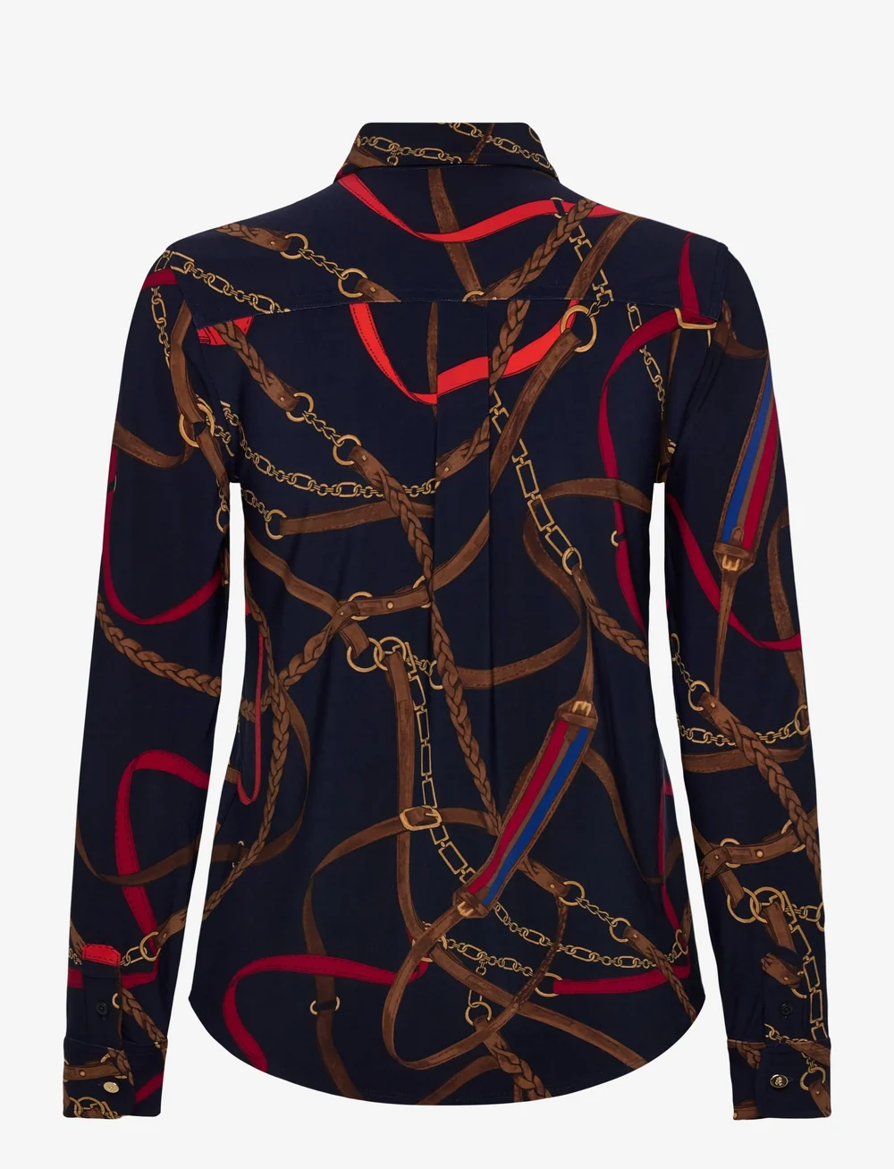 Lauren Ralph Lauren - Slim Fit Belting-Print Jersey Shirt - langærmede skjorter - navy multi - 1