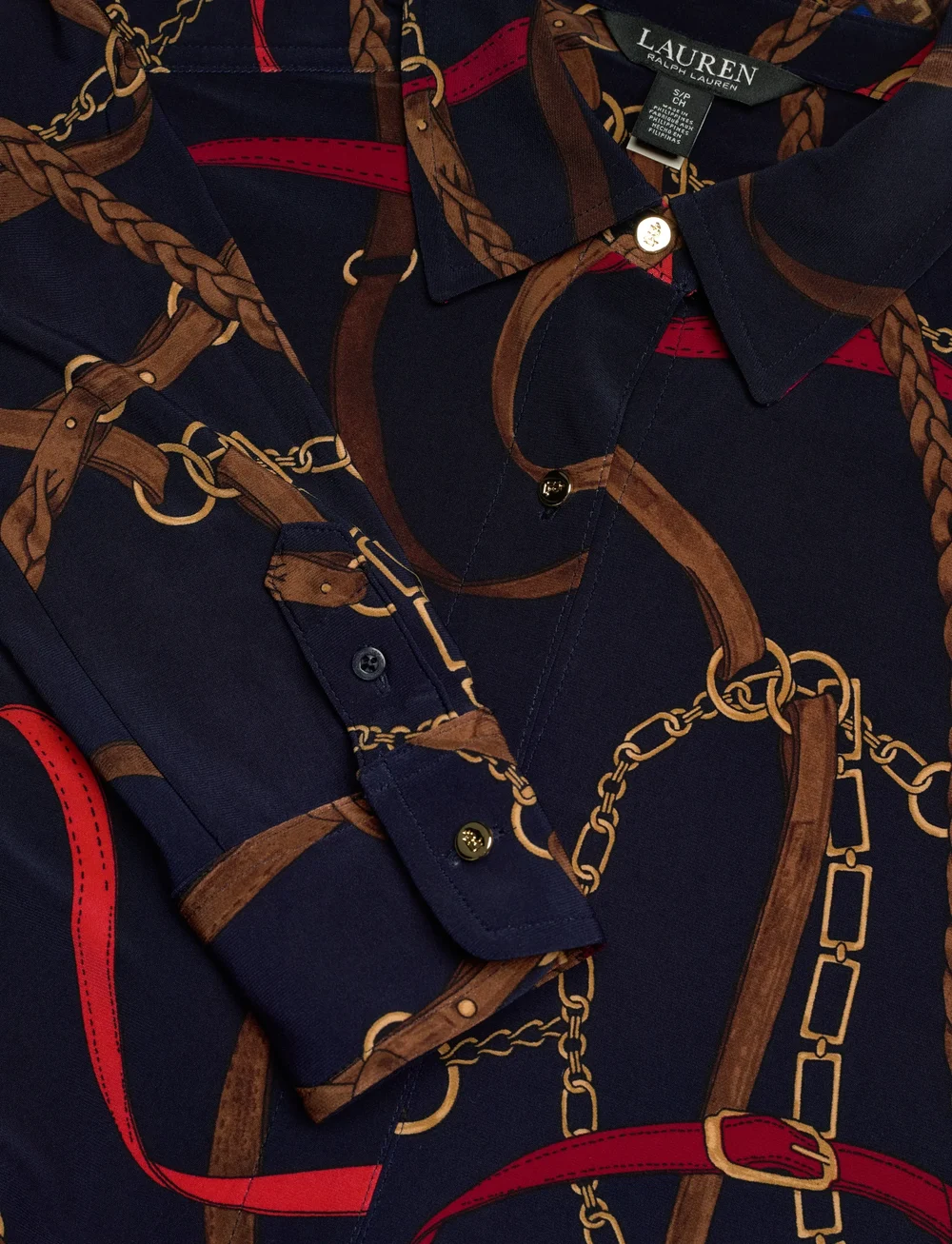 Lauren Ralph Lauren - Slim Fit Belting-Print Jersey Shirt - langærmede skjorter - navy multi - 2