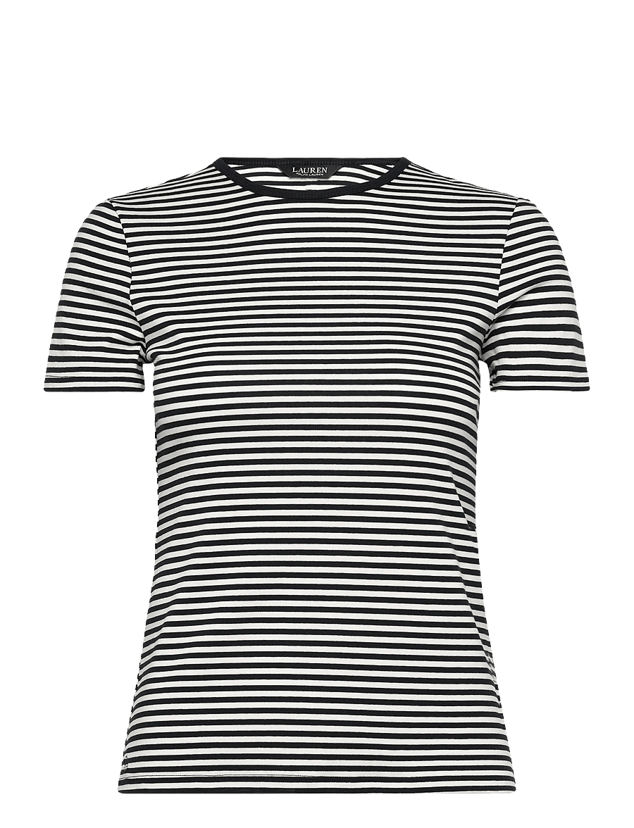 Lauren Ralph Lauren - Striped Stretch Cotton Crewneck Tee - t-shirts - lauren navy/masca - 1