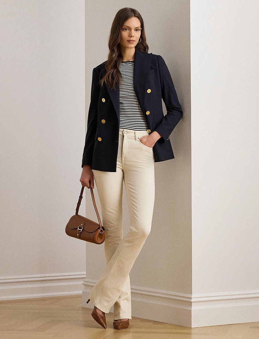 Lauren Ralph Lauren - Striped Stretch Cotton Crewneck Tee - t-shirts - lauren navy/masca - 0
