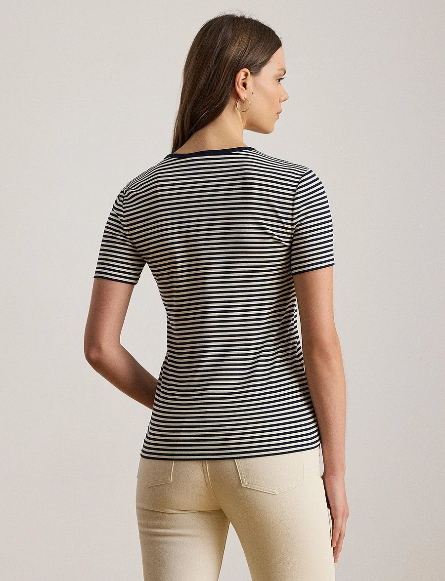 Lauren Ralph Lauren - Striped Stretch Cotton Crewneck Tee - t-shirts - lauren navy/masca - 5