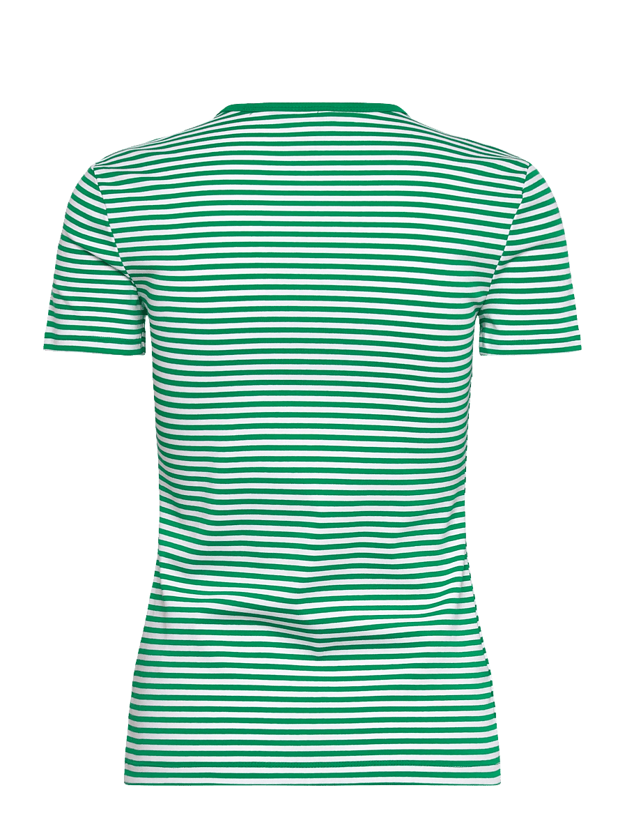 Lauren Ralph Lauren - Striped Stretch Cotton Crewneck Tee - t-shirts - stem/white - 2