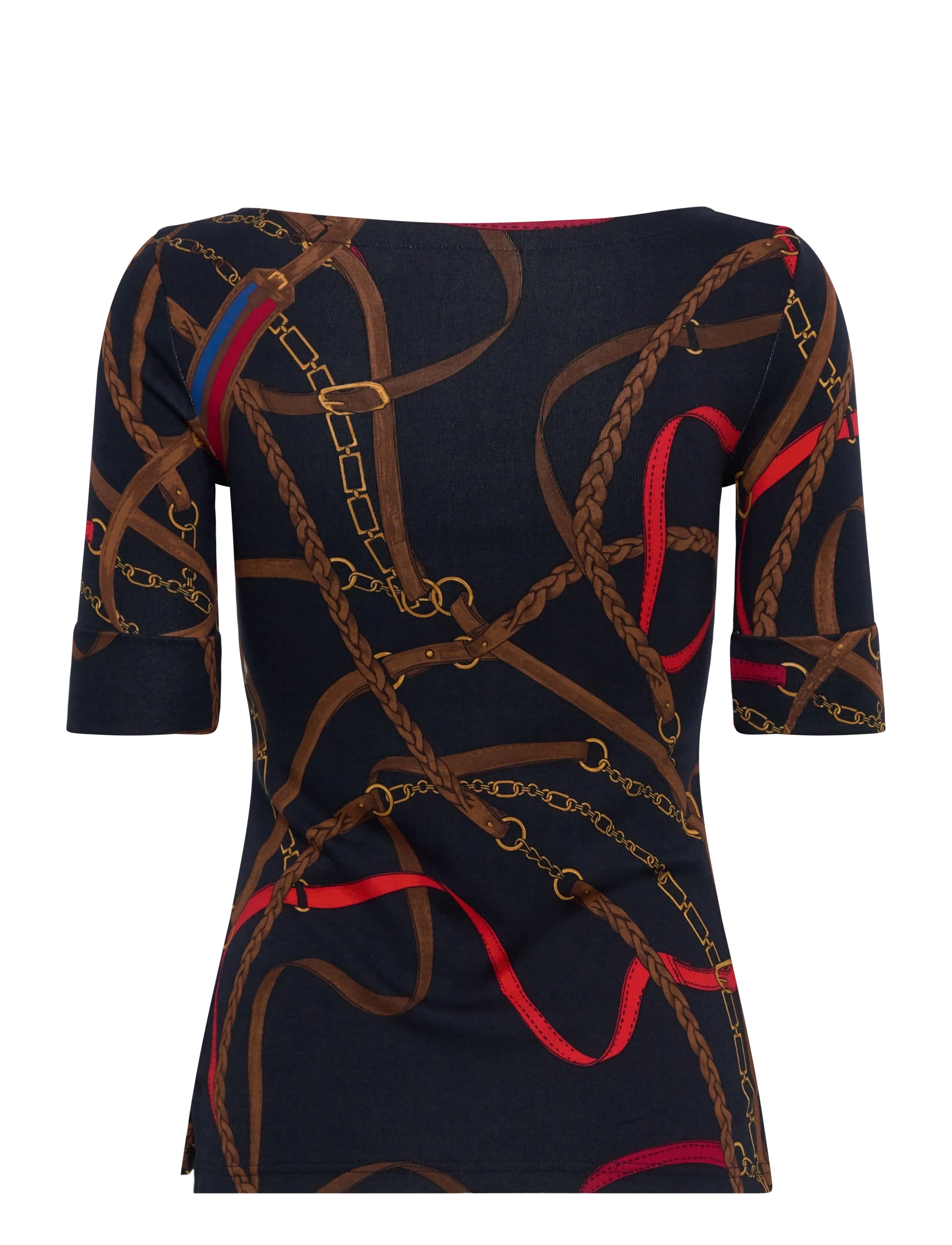 Lauren Ralph Lauren - Belting-Print Cotton Boatneck Tee - t-särgid - navy multi - 2