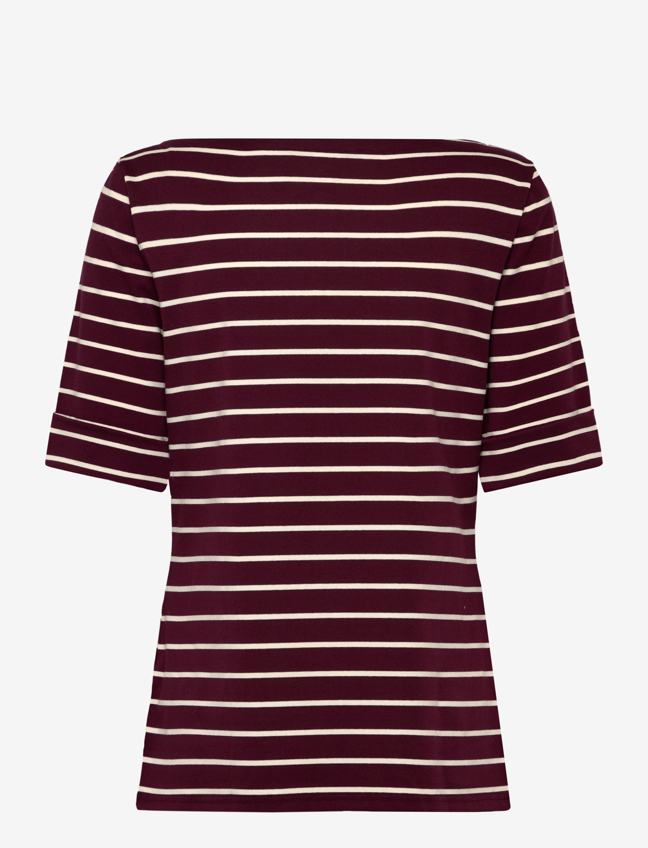 Lauren Ralph Lauren - Striped Stretch Cotton Boatneck Tee - t-shirty - dark garnet/masca - 2