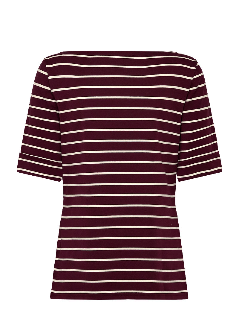 Lauren Ralph Lauren - Striped Stretch Cotton Boatneck Tee - t-shirty - dark garnet/masca - 2