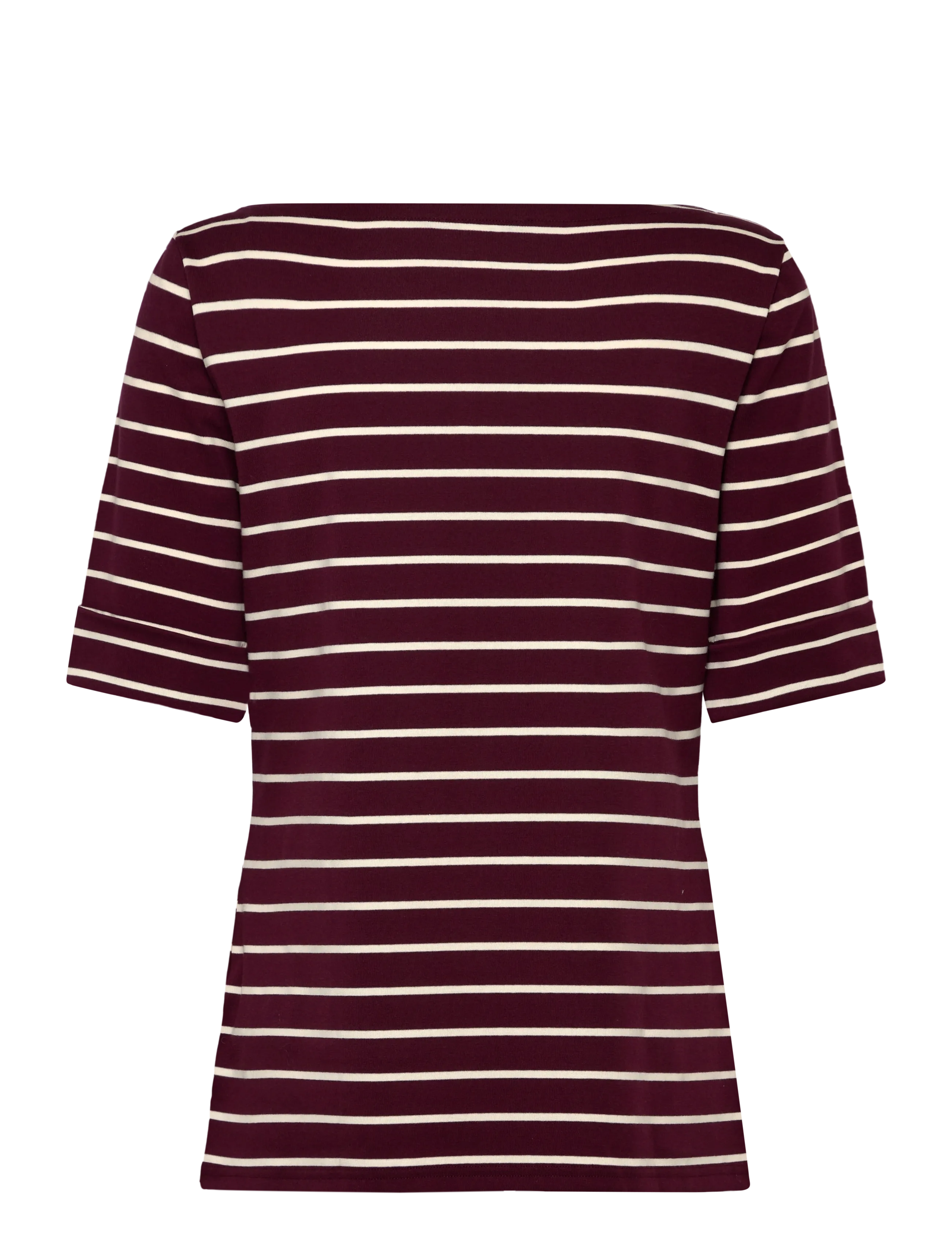 Lauren Ralph Lauren - Striped Stretch Cotton Boatneck Tee - t-särgid - dark garnet/masca - 2