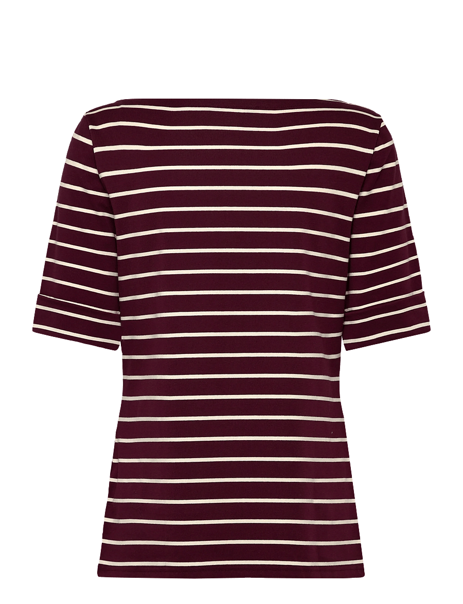 Lauren Ralph Lauren - Striped Stretch Cotton Boatneck Tee - t-särgid - dark garnet/masca - 2