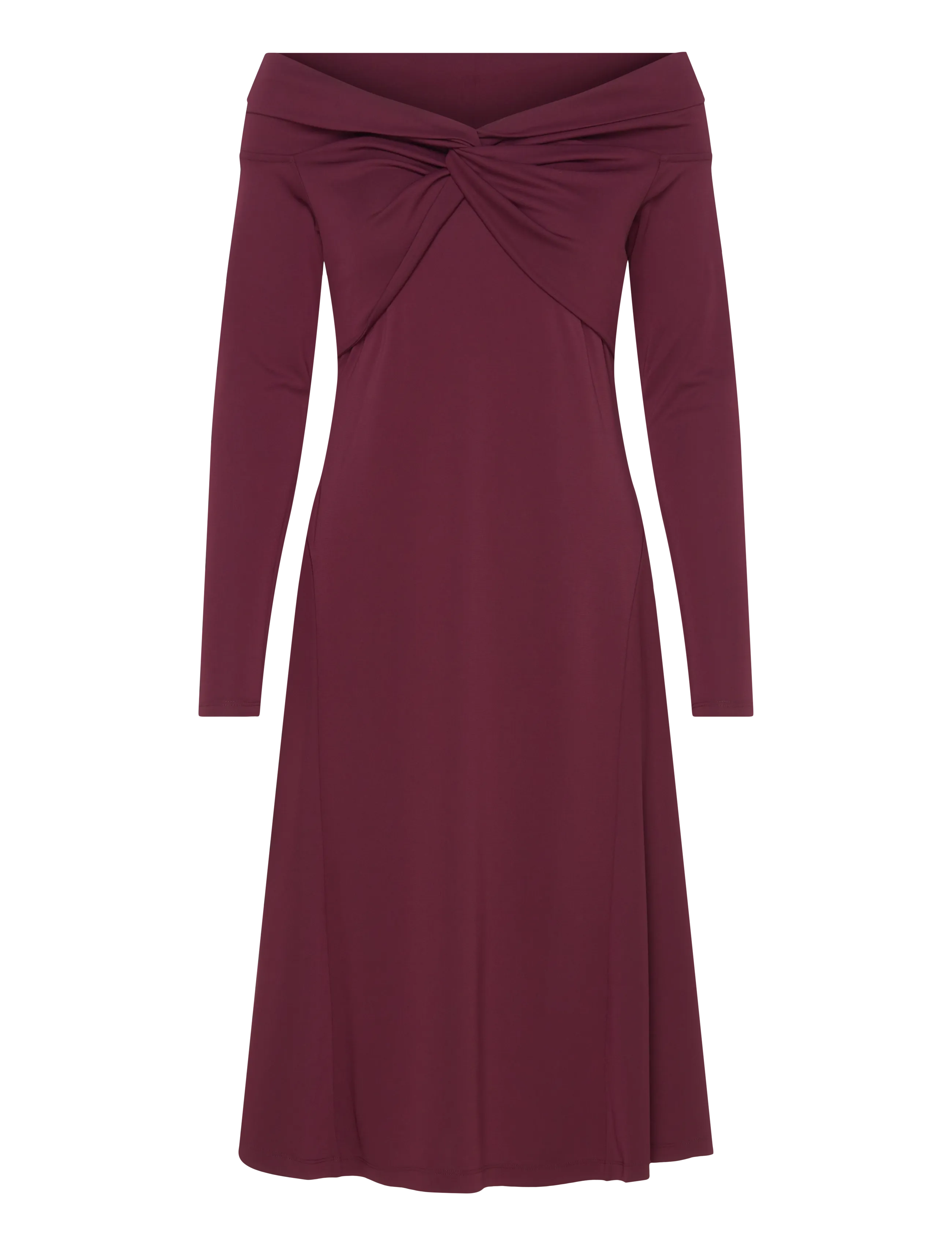 Lauren Ralph Lauren Twist-Front Off-the-Shoulder Dress - Ralph Lauren - DARK GARNET / burgundy
