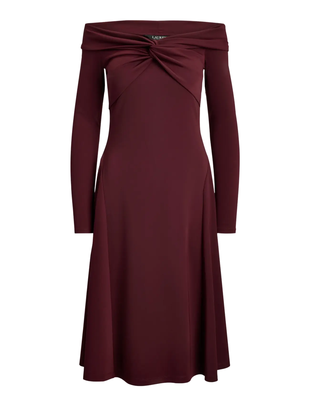 Lauren Ralph Lauren - Twist-Front Off-the-Shoulder Dress - robes de fête - dark garnet - 1