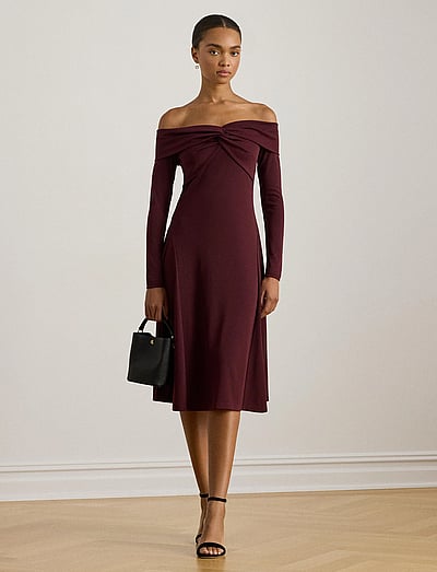 burgundy ralph lauren dress Long Dress
