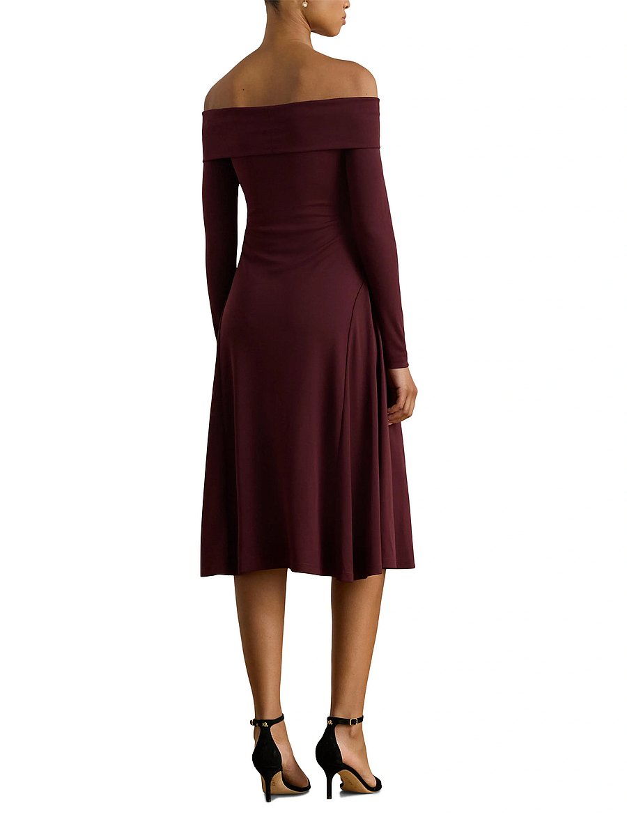 Lauren Ralph Lauren - Twist-Front Off-the-Shoulder Dress - robes de fête - dark garnet - 5