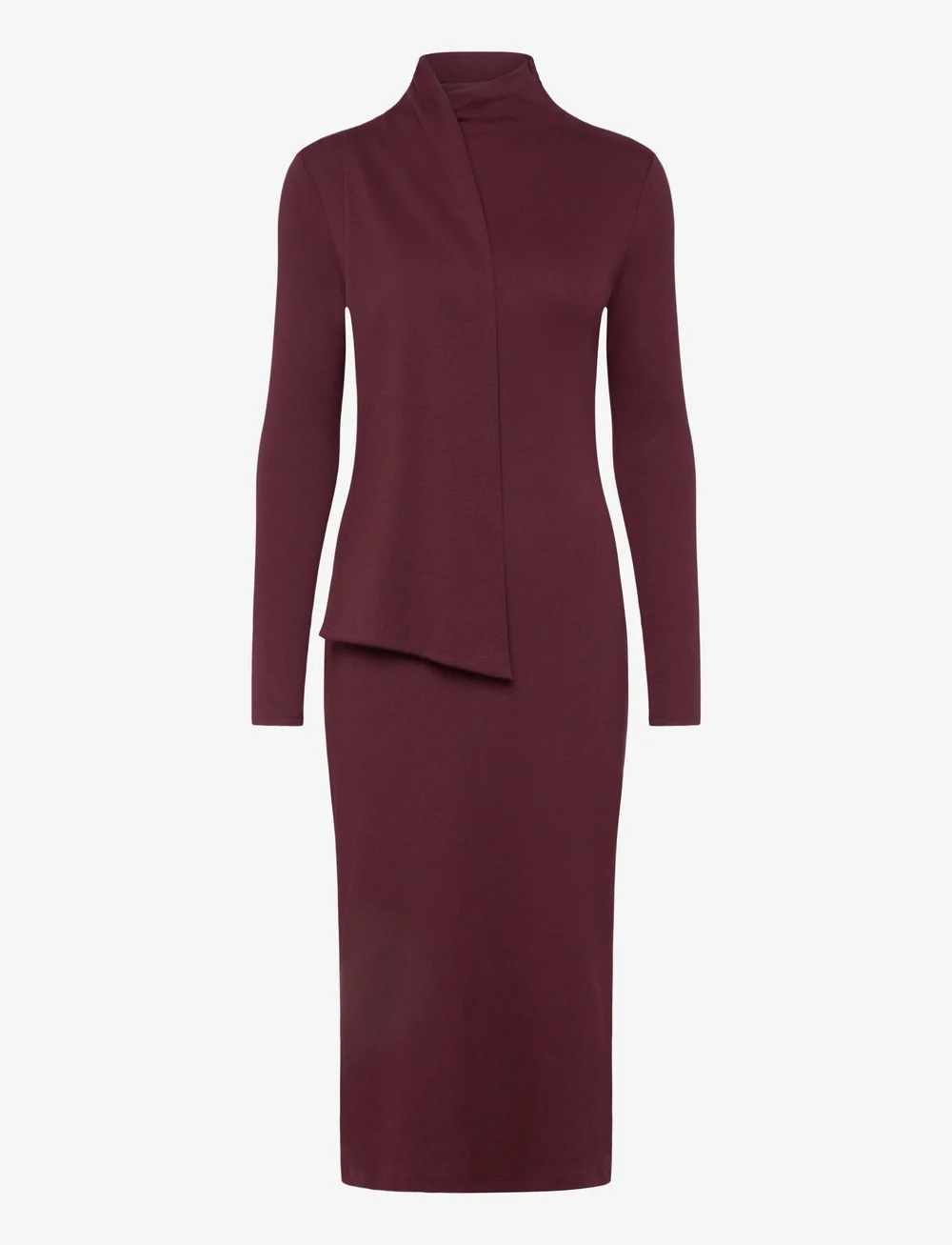 Lauren Ralph Lauren - Scarf-Trim Cotton-Blend Rib-Knit Dress - strikkjoler - dark garnet - 0