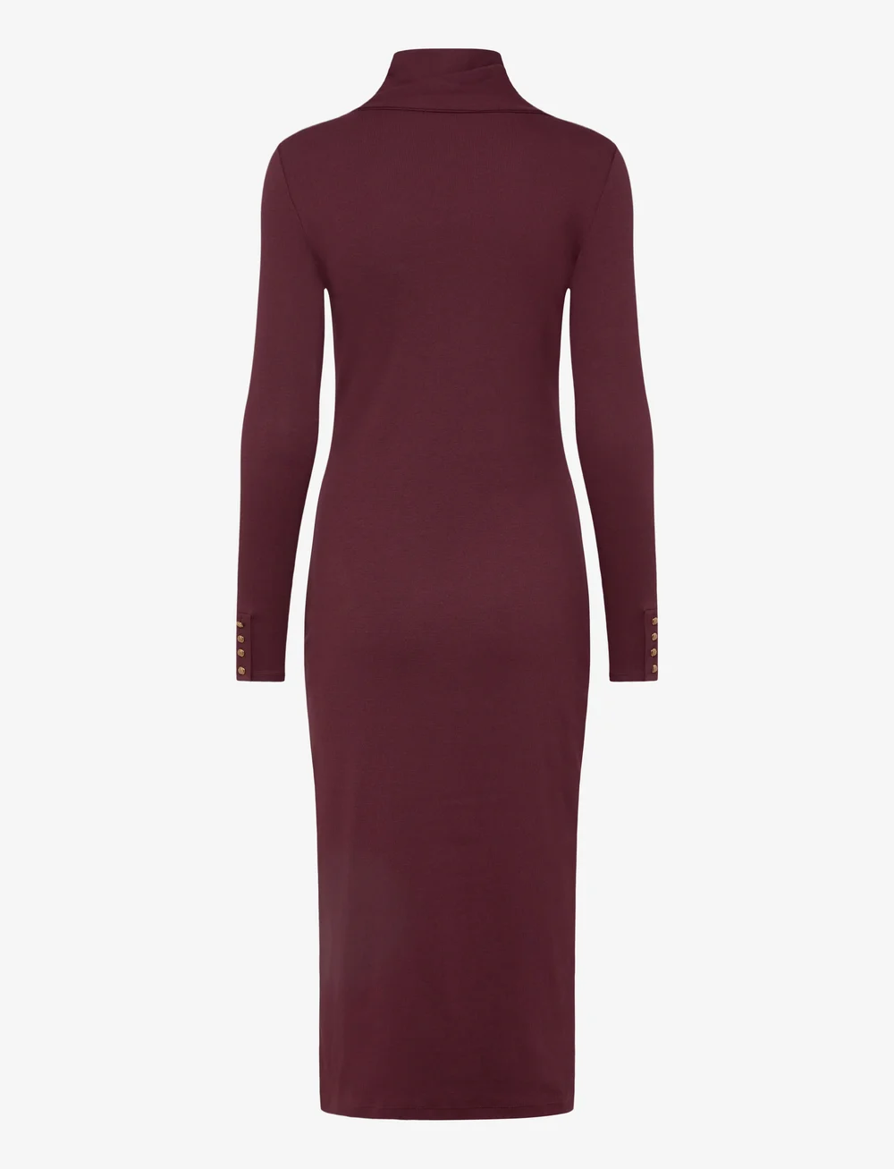 Lauren Ralph Lauren - Scarf-Trim Cotton-Blend Rib-Knit Dress - strikkjoler - dark garnet - 1