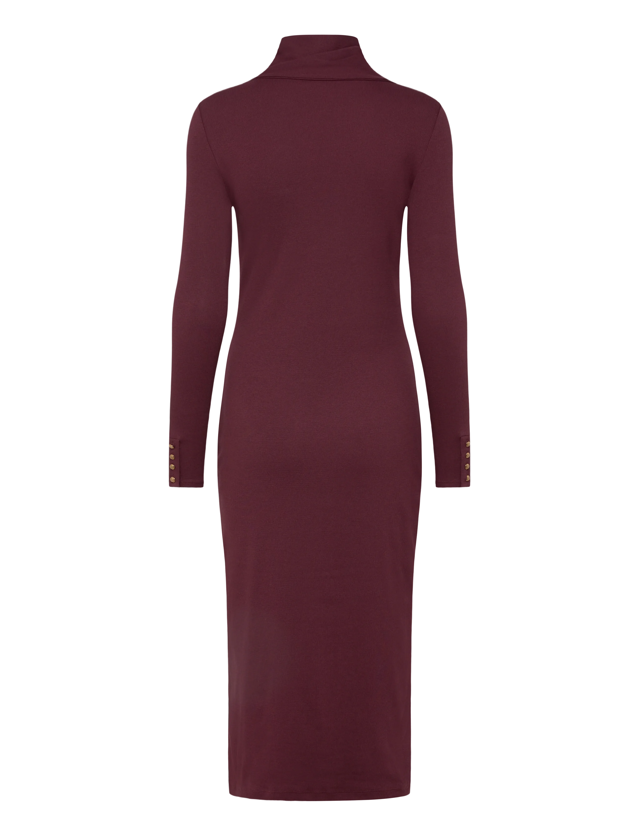 Lauren Ralph Lauren - Scarf-Trim Cotton-Blend Rib-Knit Dress - knitted dresses - dark garnet - 2