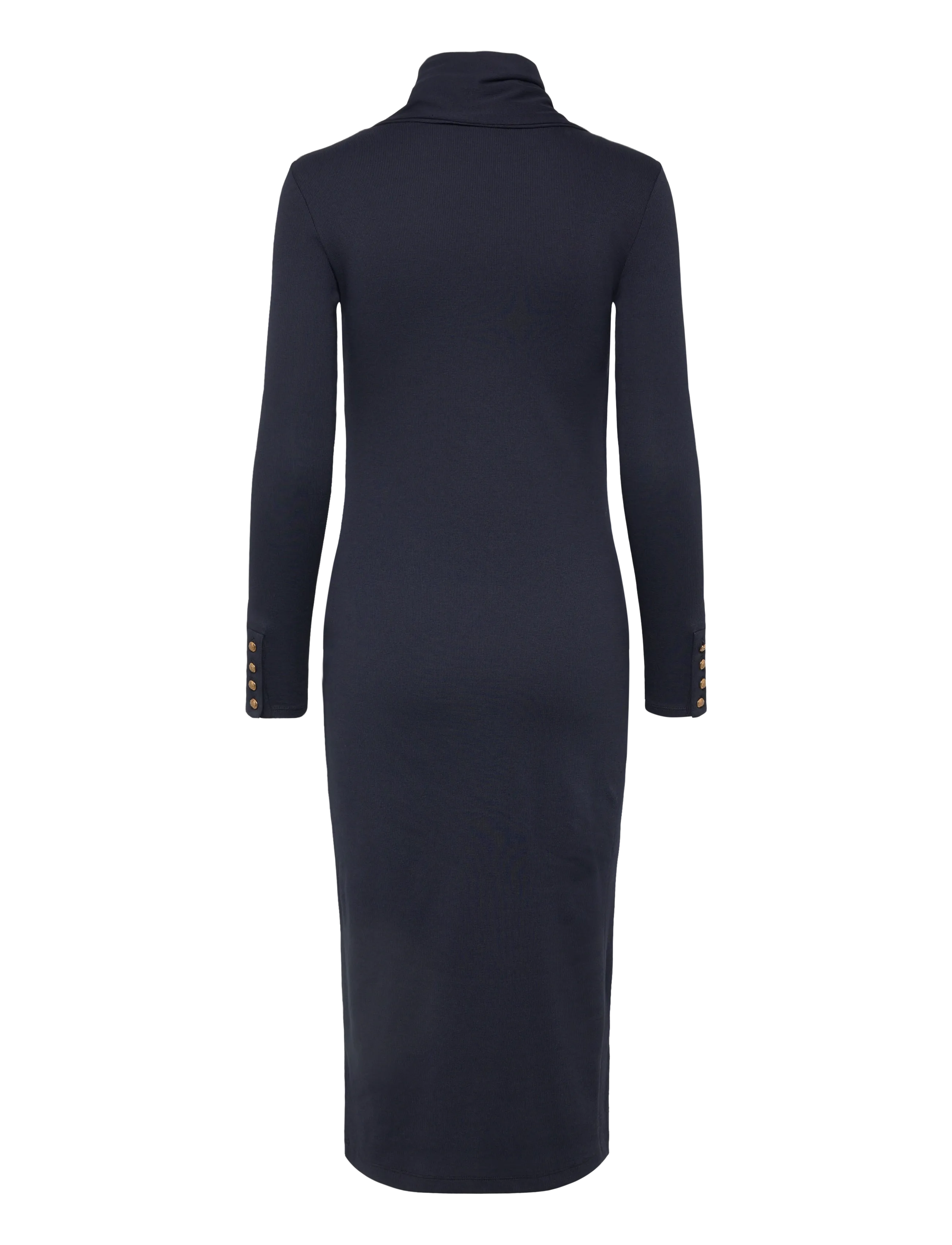 Lauren Ralph Lauren - Scarf-Trim Cotton-Blend Rib-Knit Dress - knitted dresses - lauren navy - 2
