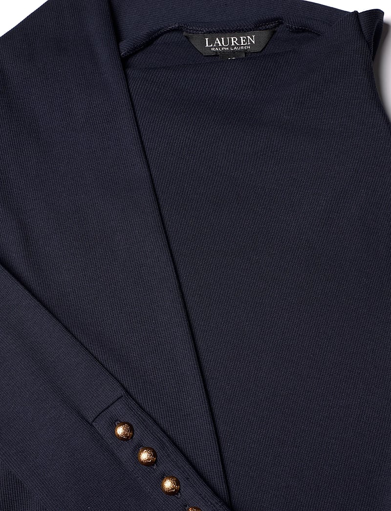 Lauren Ralph Lauren - Scarf-Trim Cotton-Blend Rib-Knit Dress - stickade klänningar - lauren navy - 2