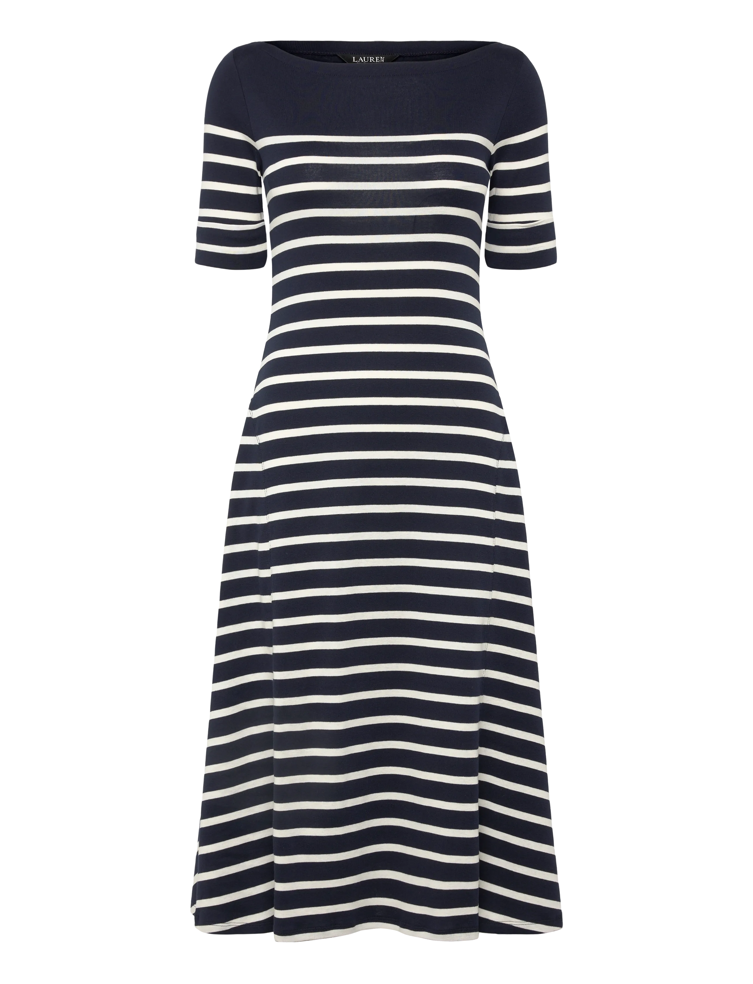 Lauren Ralph Lauren Striped Cotton Rib-Knit Midi Dress - Riided - LAUREN NAVY/MASCA / navy
