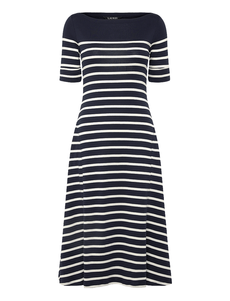Lauren Ralph Lauren - Striped Cotton Rib-Knit Midi Dress - midikleider - lauren navy/masca - 0