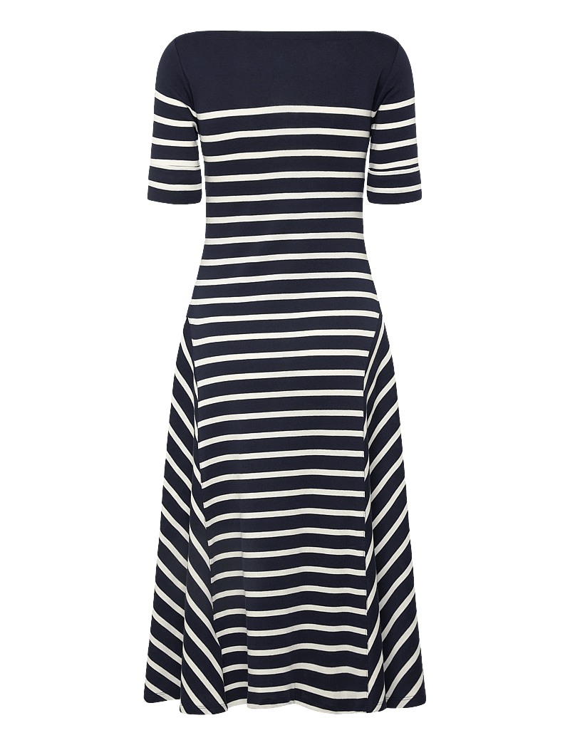 Lauren Ralph Lauren - Striped Cotton Rib-Knit Midi Dress - midikleider - lauren navy/masca - 1