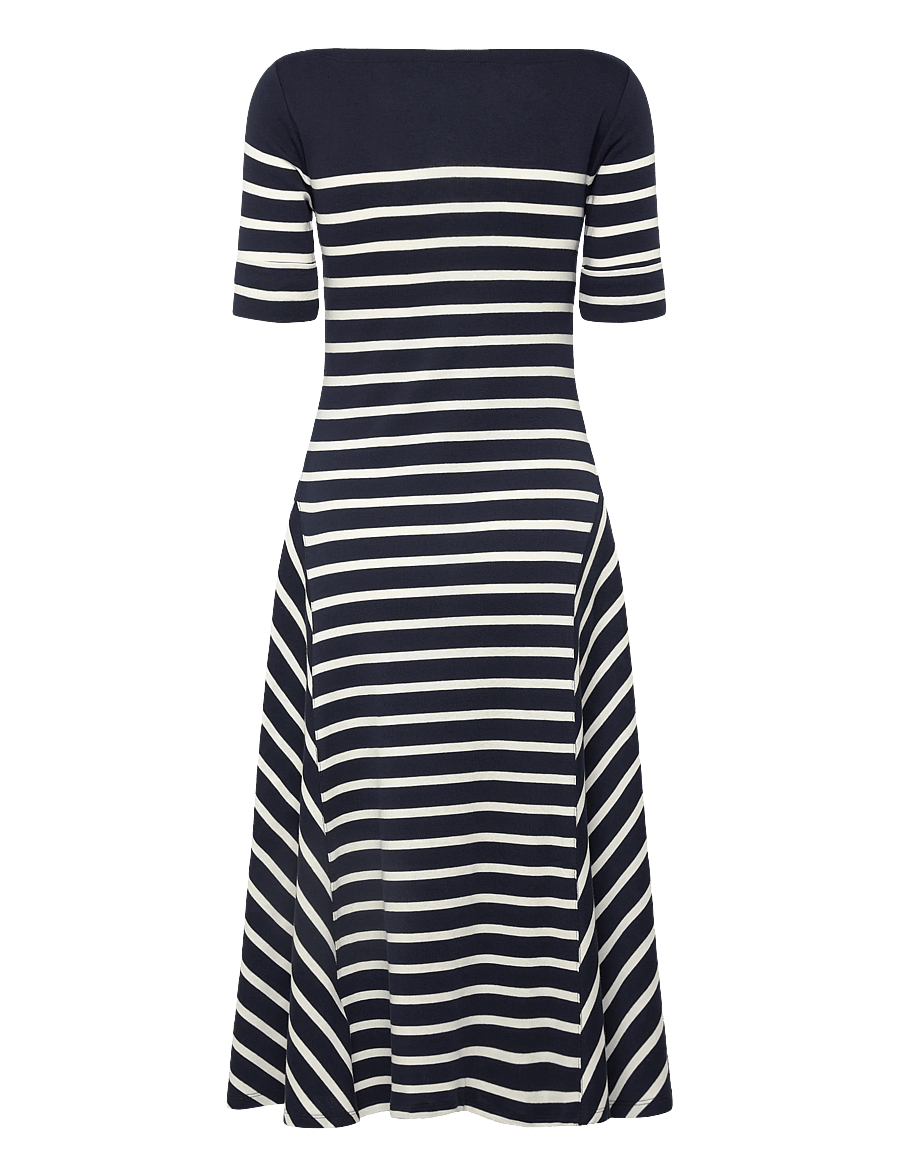 Lauren Ralph Lauren - COTTON BABY 1X1 RIB-KNIT DRESS - midi kjoler - lauren navy/masca - 2