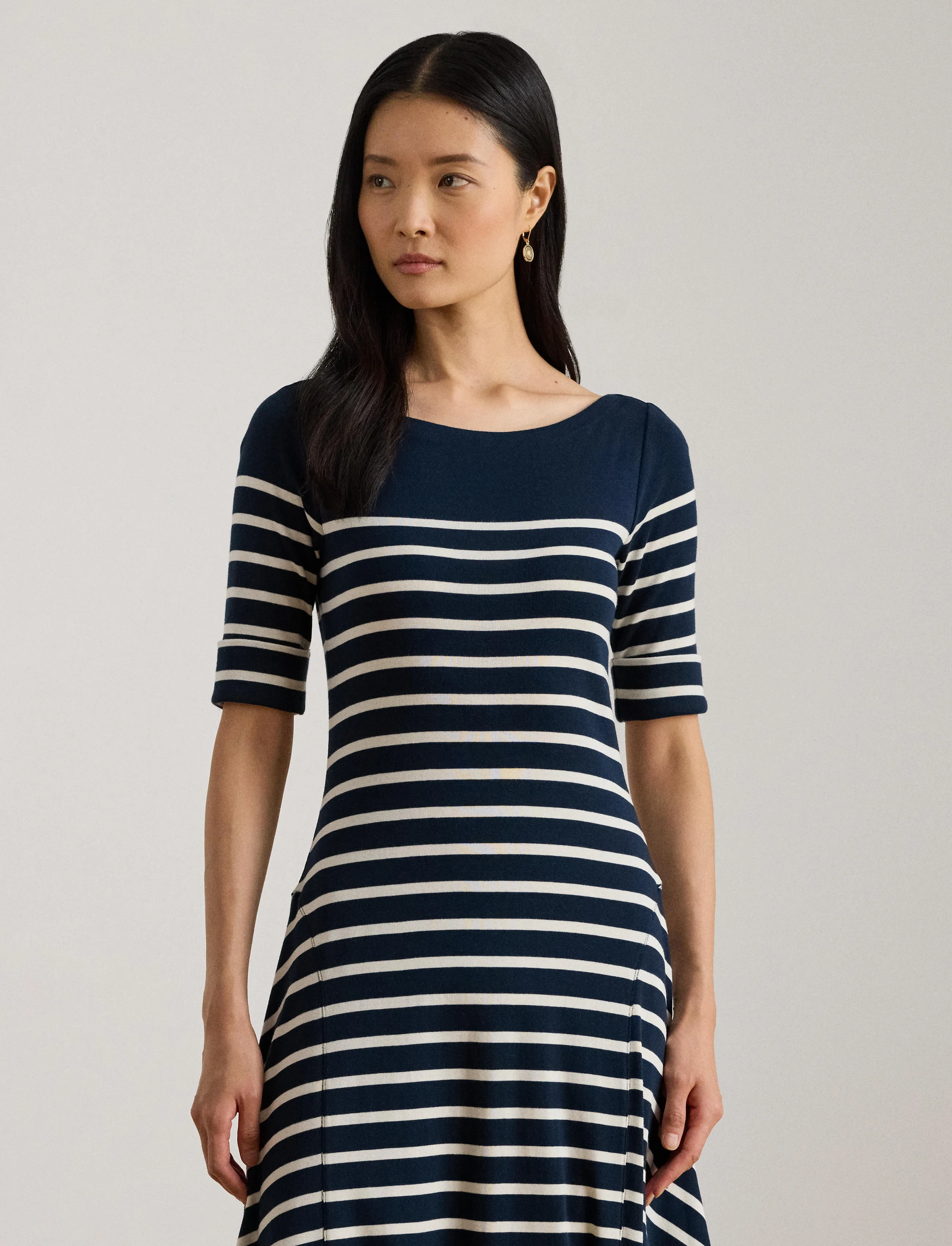 Lauren Ralph Lauren Striped Cotton Rib-Knit Midi Dress - Kleidung - LAUREN NAVY/MASCA / navy