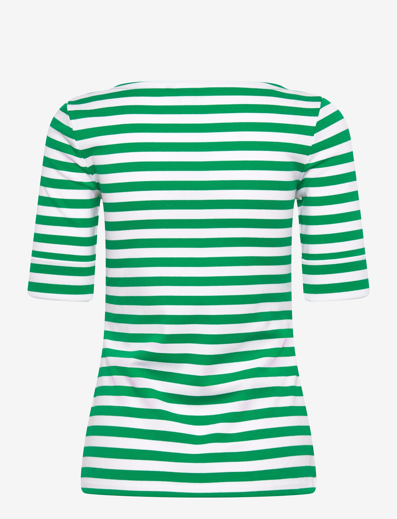 Lauren Ralph Lauren - Striped Stretch Cotton Boatneck Tee - t-shirts - stem/white - 1