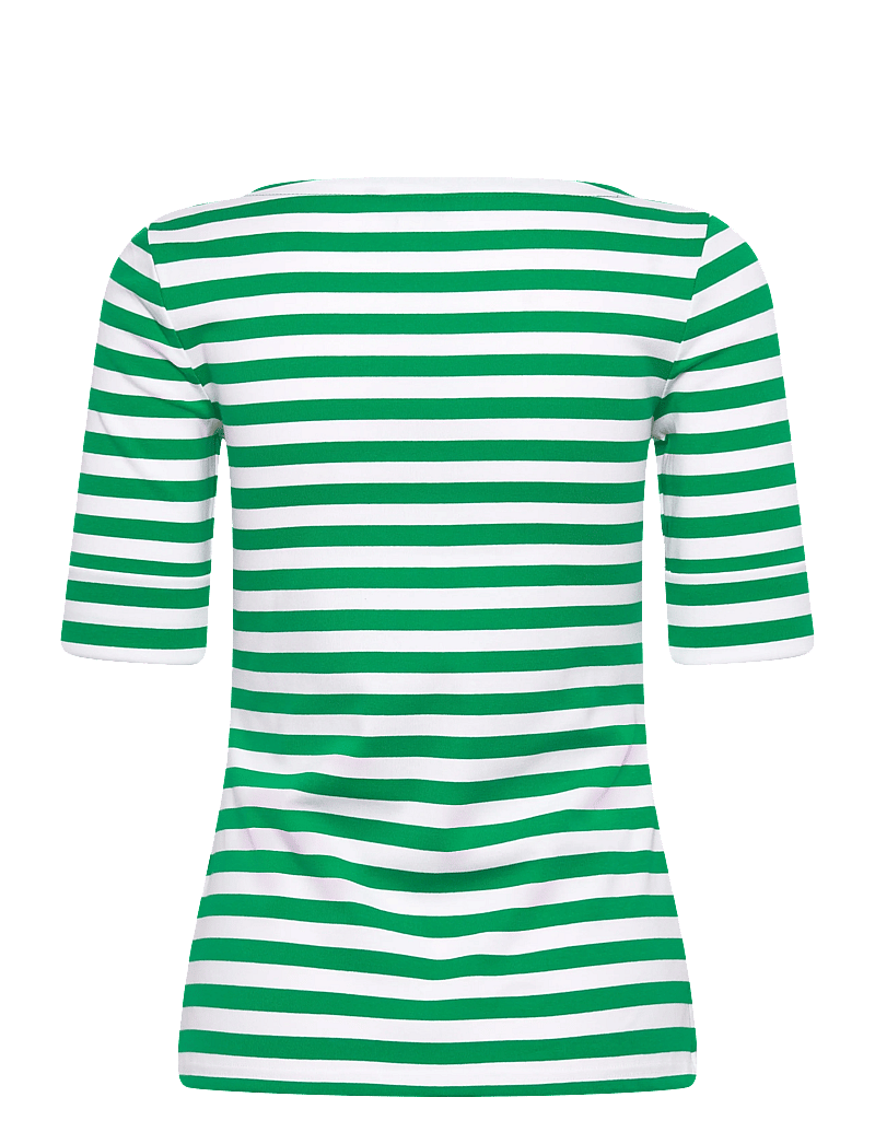 Lauren Ralph Lauren - Striped Stretch Cotton Boatneck Tee - t-shirts - stem/white - 1