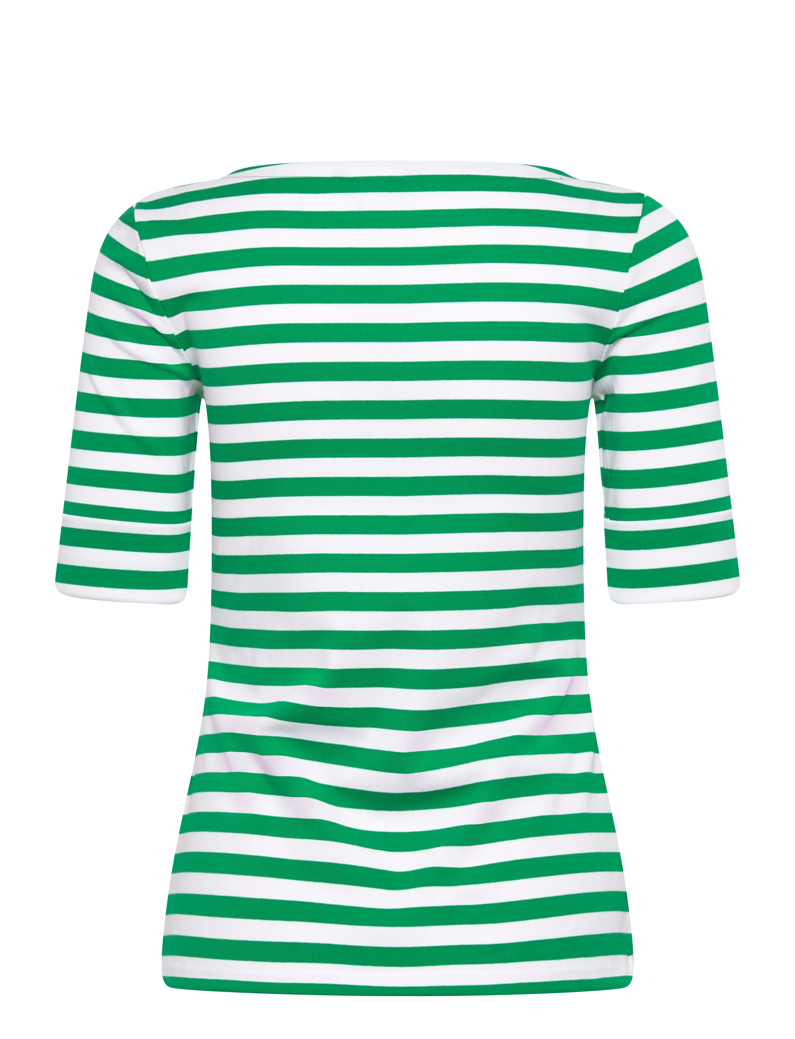 Lauren Ralph Lauren - Striped Stretch Cotton Boatneck Tee - t-shirts - stem/white - 2