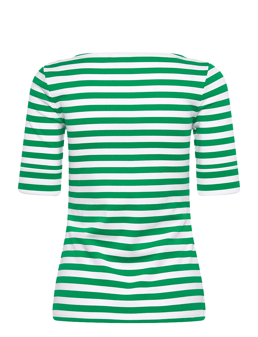 Lauren Ralph Lauren - Striped Stretch Cotton Boatneck Tee - t-shirts - stem/white - 2
