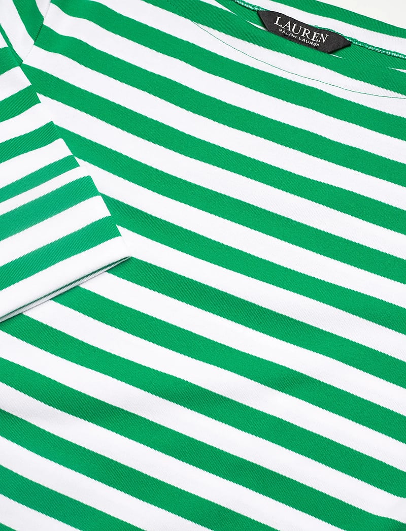 Lauren Ralph Lauren - Striped Stretch Cotton Boatneck Tee - t-shirts - stem/white - 2