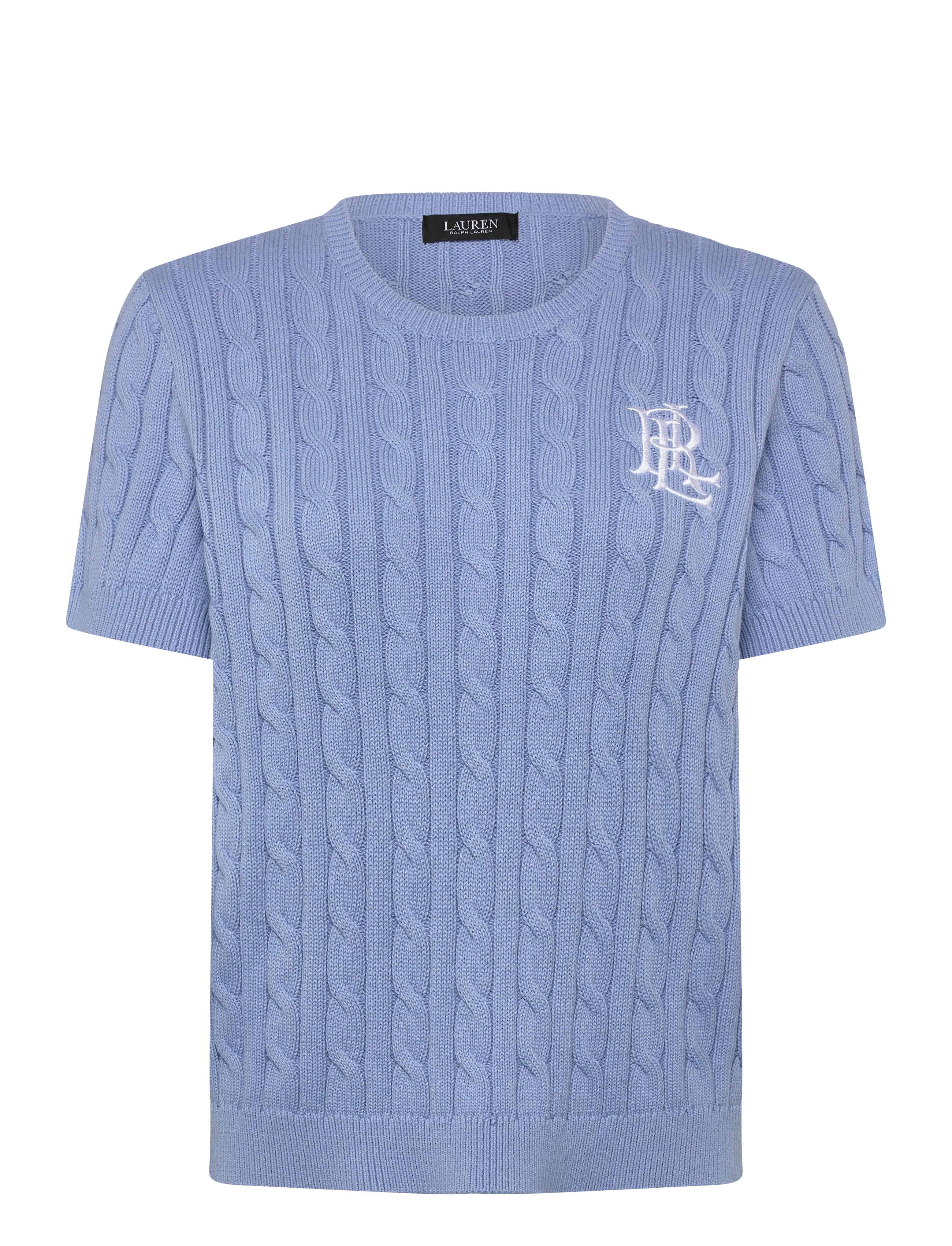 Lauren Ralph Lauren Cable-Knit Cotton Short-Sleeve Sweater - Ralph Lauren - BANKER BLUE / blue